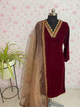 Maroon velvet suit set - kasumi.in